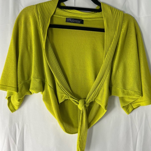 Xception Sweaters - Vibrant Green Women's Tie-Front Shrug